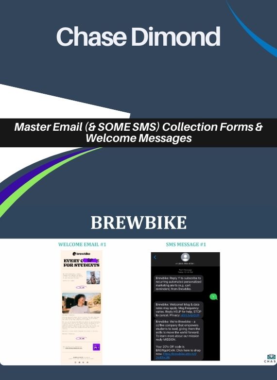 Chase Dimond – Master Email (& SOME SMS) Collection Forms & Welcome Messages