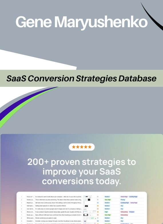 Gene Maryushenko – SaaS Conversion Strategies Database